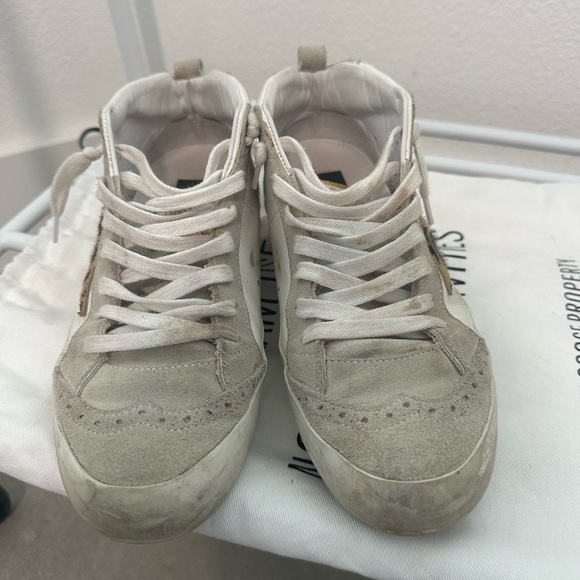 GOLDEN GOOSE WHITE GREY AND LEOPARD LEATHER SUEDE MID STAR SNEAKERS - Picture 3 of 8